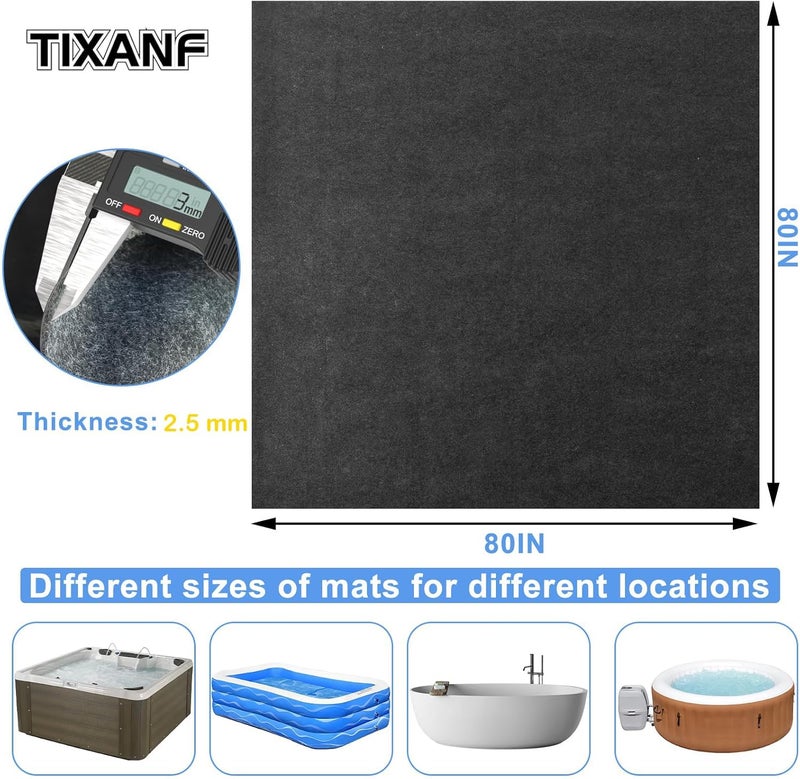 TIXANF حصيرة حوض الاستحمام الساخن 80 * 80 بوصة، وسادة حوض استحمام قابلة للنفخ في الهواء الطلق والداخل، ملحقات حمام السبا المحمولة المضادة للانزلاق لوقاية حوض الاستحمام من التآكل، SPAMAT 80X80 - Image 2
